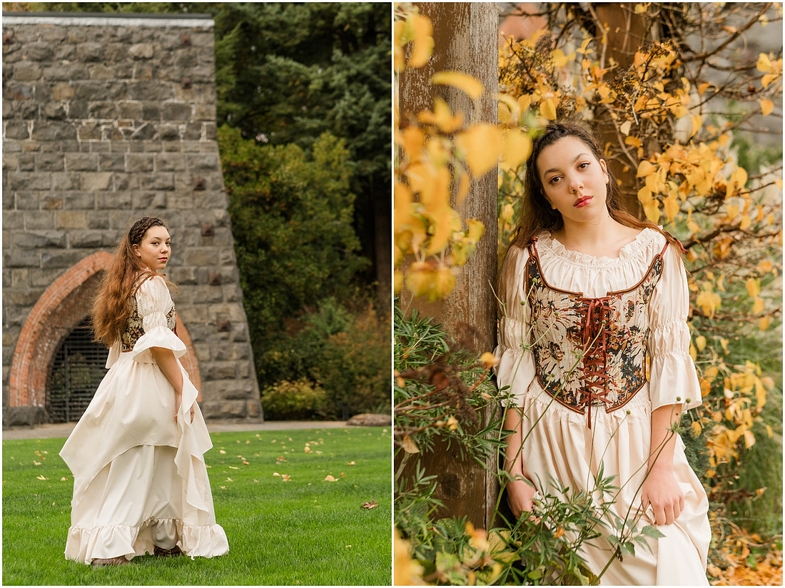 "Senior portrait photographer", "George Rogers Park", "Lake Oswego senior pictures", "Medieval theme photo session", "Senior Girl"