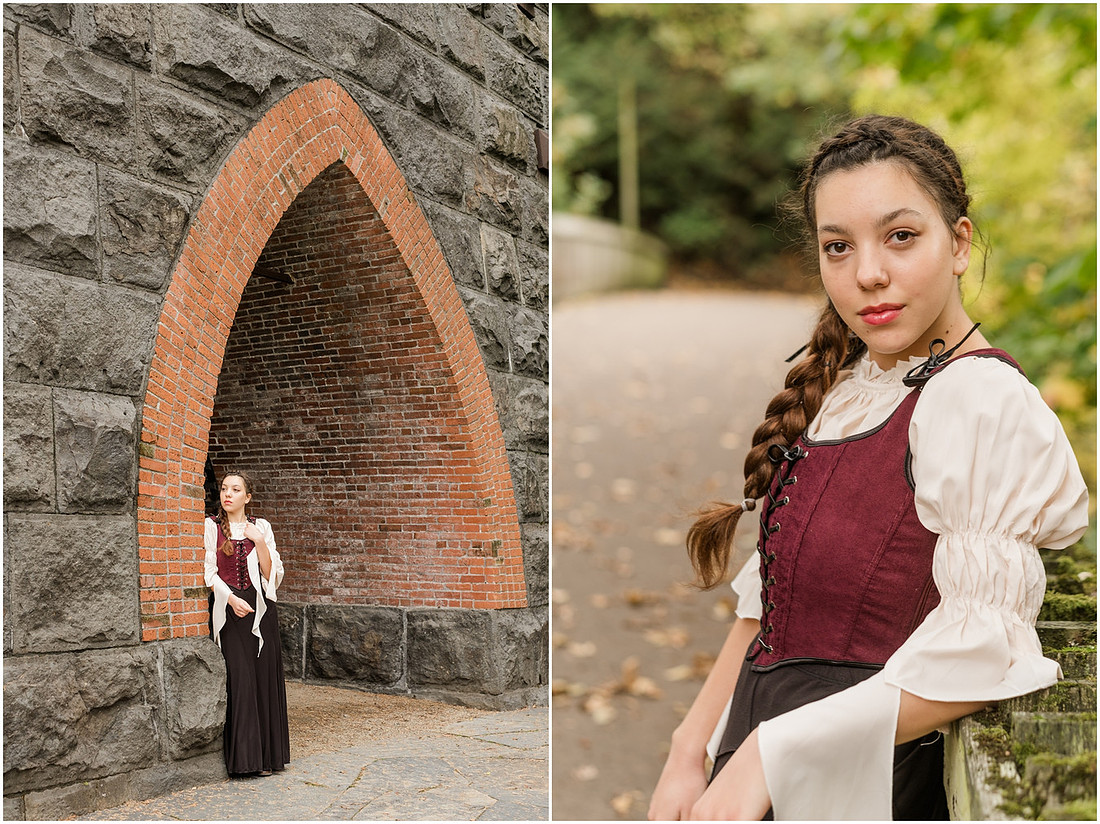 "Senior portrait photographer", "George Rogers Park", "Lake Oswego senior pictures", "Medieval theme photo session", "Senior Girl"