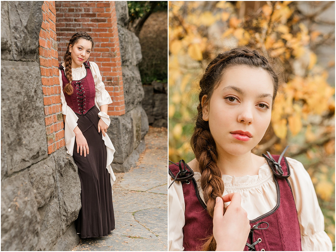 "Senior portrait photographer", "George Rogers Park", "Lake Oswego senior pictures", "Medieval theme photo session", "Senior Girl"