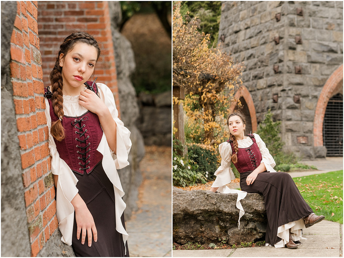 "Senior portrait photographer", "George Rogers Park", "Lake Oswego senior pictures", "Medieval theme photo session", "Senior Girl"