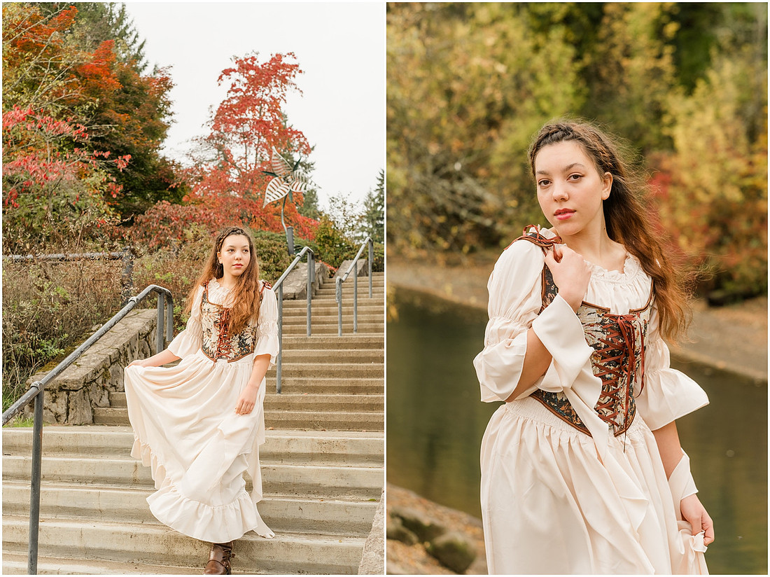 "Senior portrait photographer", "George Rogers Park", "Lake Oswego senior pictures", "Medieval theme photo session", "Senior Girl"