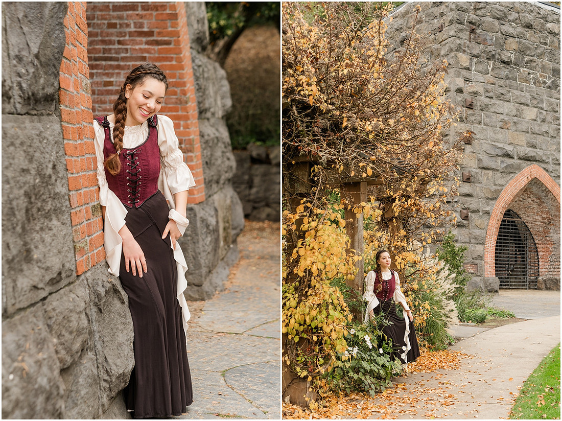 "Senior portrait photographer", "George Rogers Park", "Lake Oswego senior pictures", "Medieval theme photo session", "Senior Girl"