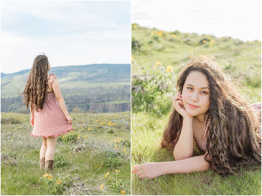 "Columbia River Gorge", "Spring Senior session", "Wildflower photo session"