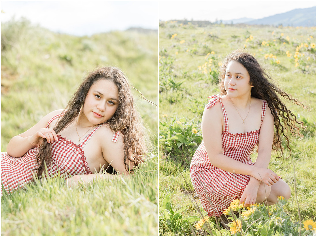"Columbia River Gorge", "Spring Senior session", "Wildflower photo session"