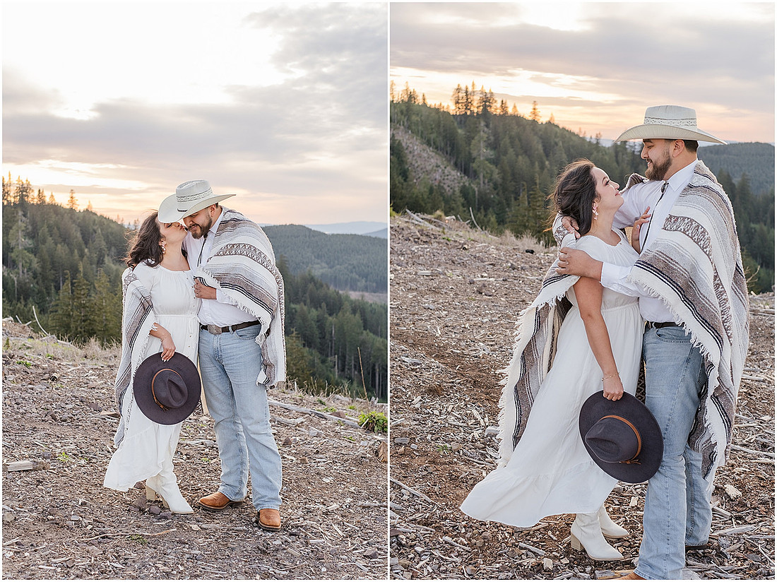 "Engagement session with pickup truck", "Pickup truck photo session", "Mountain photo session", "Washington State photographer", "PNW couple photographer", "Western style engagement pictures"