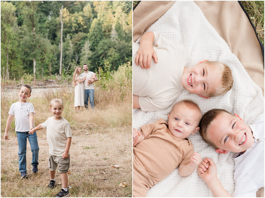 "family pictures", "Ridgefield family photographer", "La Center family photographer", "three boys siblings photo session", "Woodland Wa family photographer", "SW Washington family photographer"