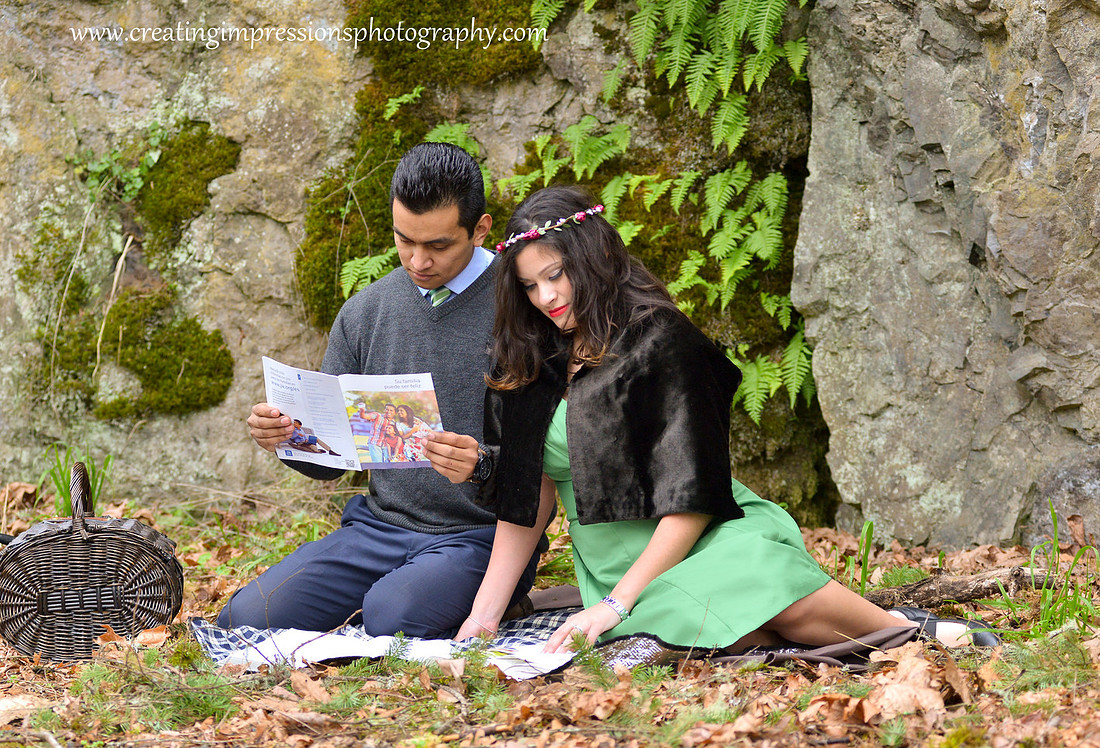 Forest natural light engagement pictures