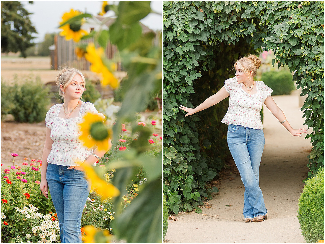 "Fort Vancouver Senior Session", "Flower garden senior session", "Longboard senior session", "Marshall House senior session"