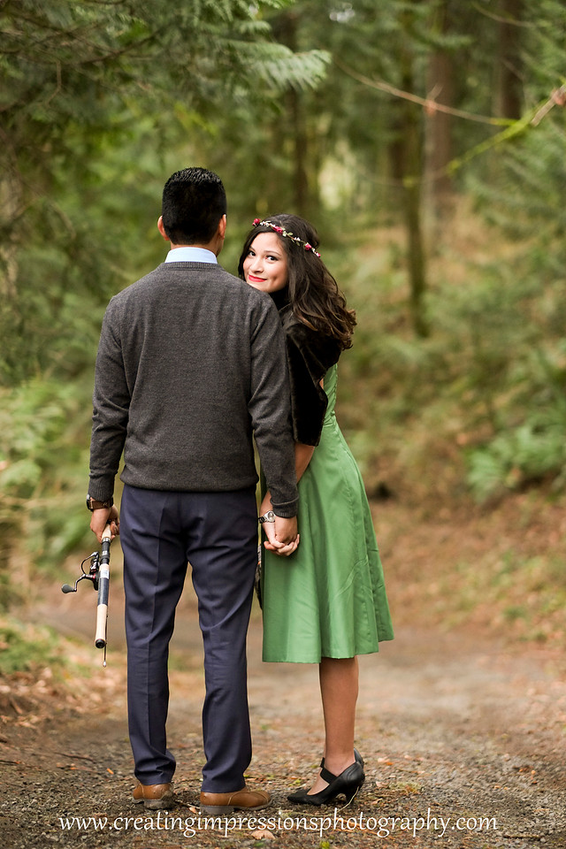 Forest natural light engagement pictures