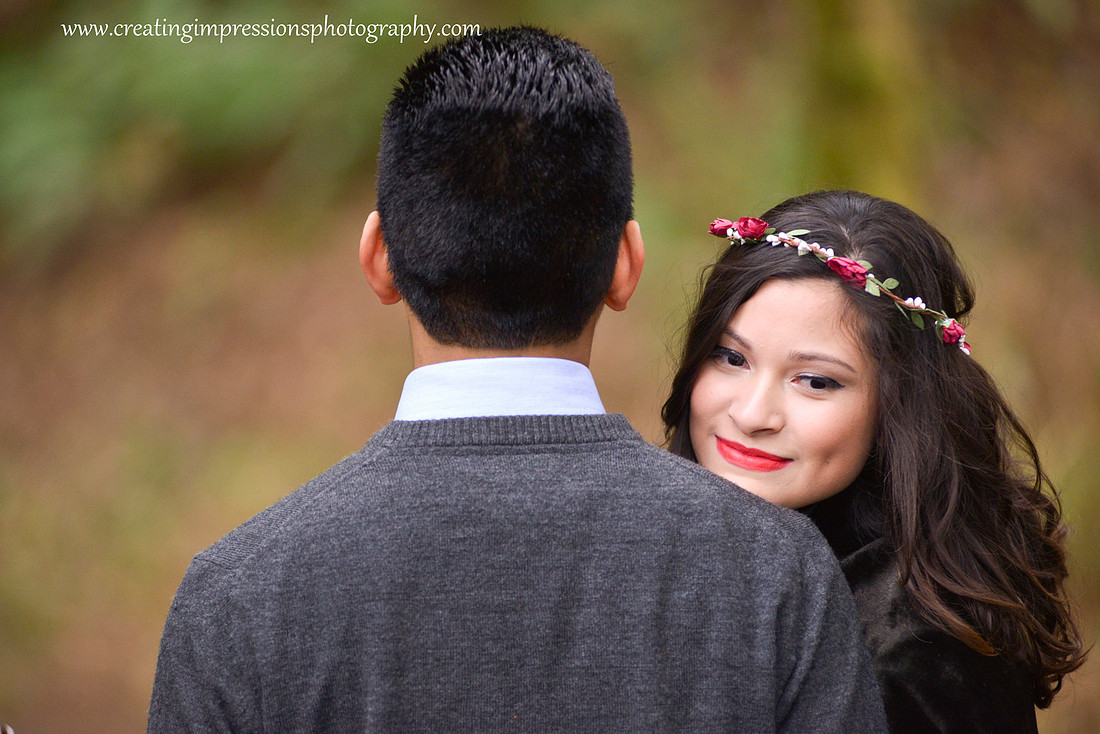 Forest natural light engagement pictures