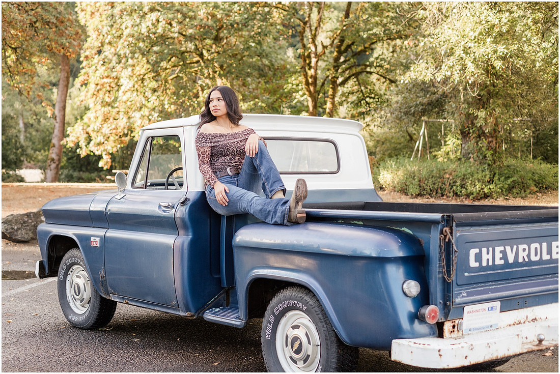 "Country senior session", "Classic Chevy truck", "Battleground Wa Senior photographer", "Woodland Wa High School photographer", "WHS Senior girl", "Class of 2027 photographer", "La Center Wa Senior photographer"