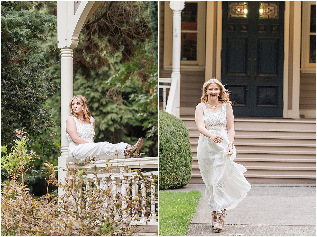 "Fort Vancouver Senior Session", "Flower garden senior session", "Longboard senior session", "Marshall House senior session"