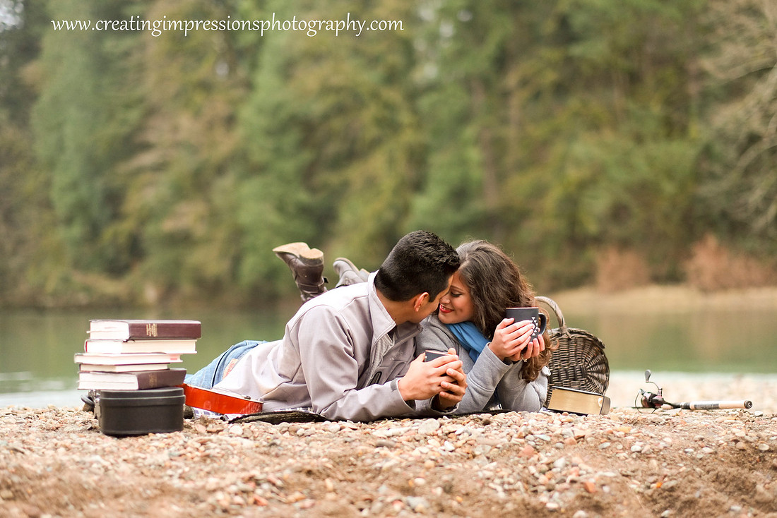 Forest natural light engagement pictures