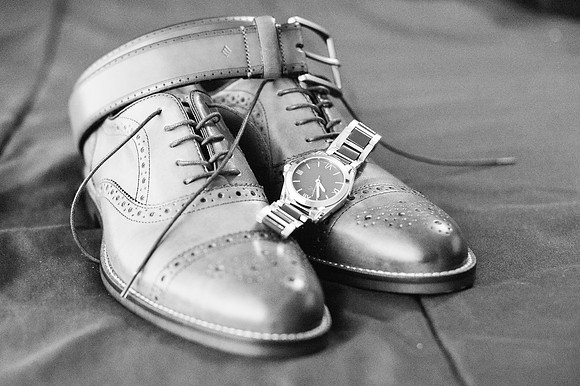 Groom shoes, belt, watch