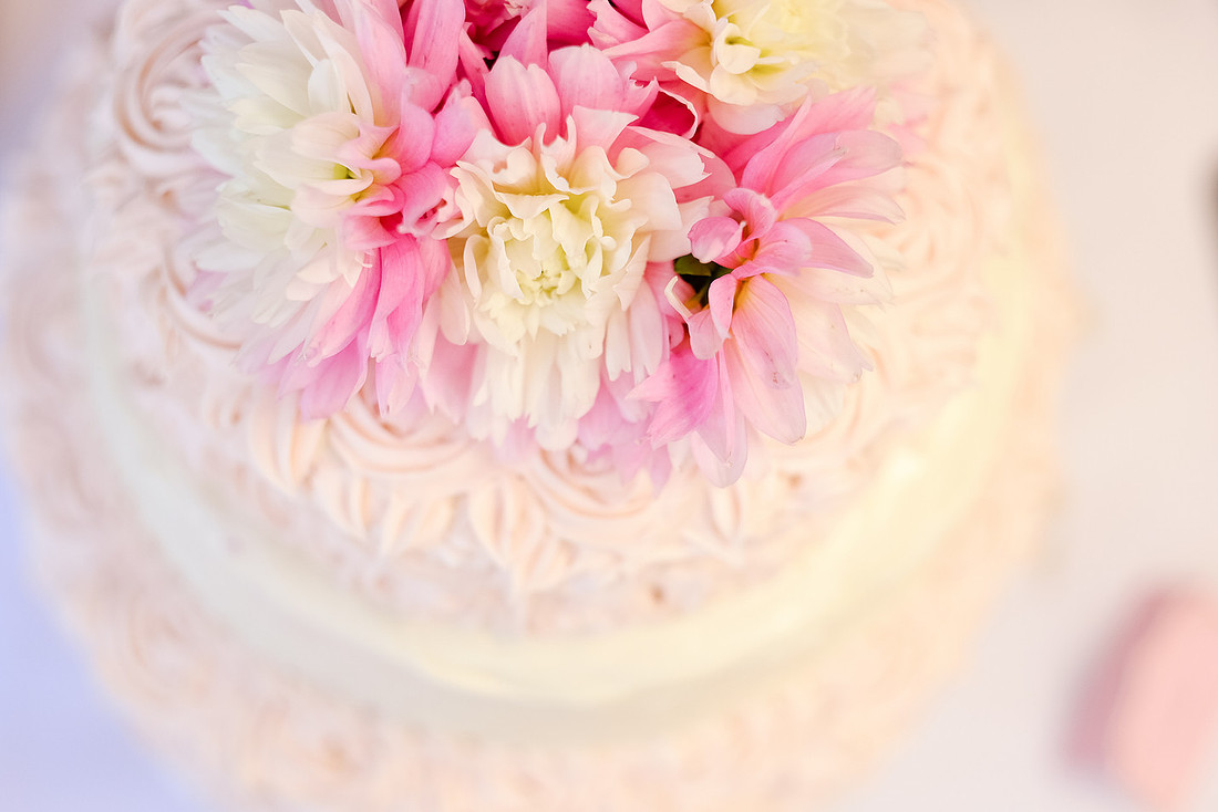 Pink floral cake topper, wedding cake