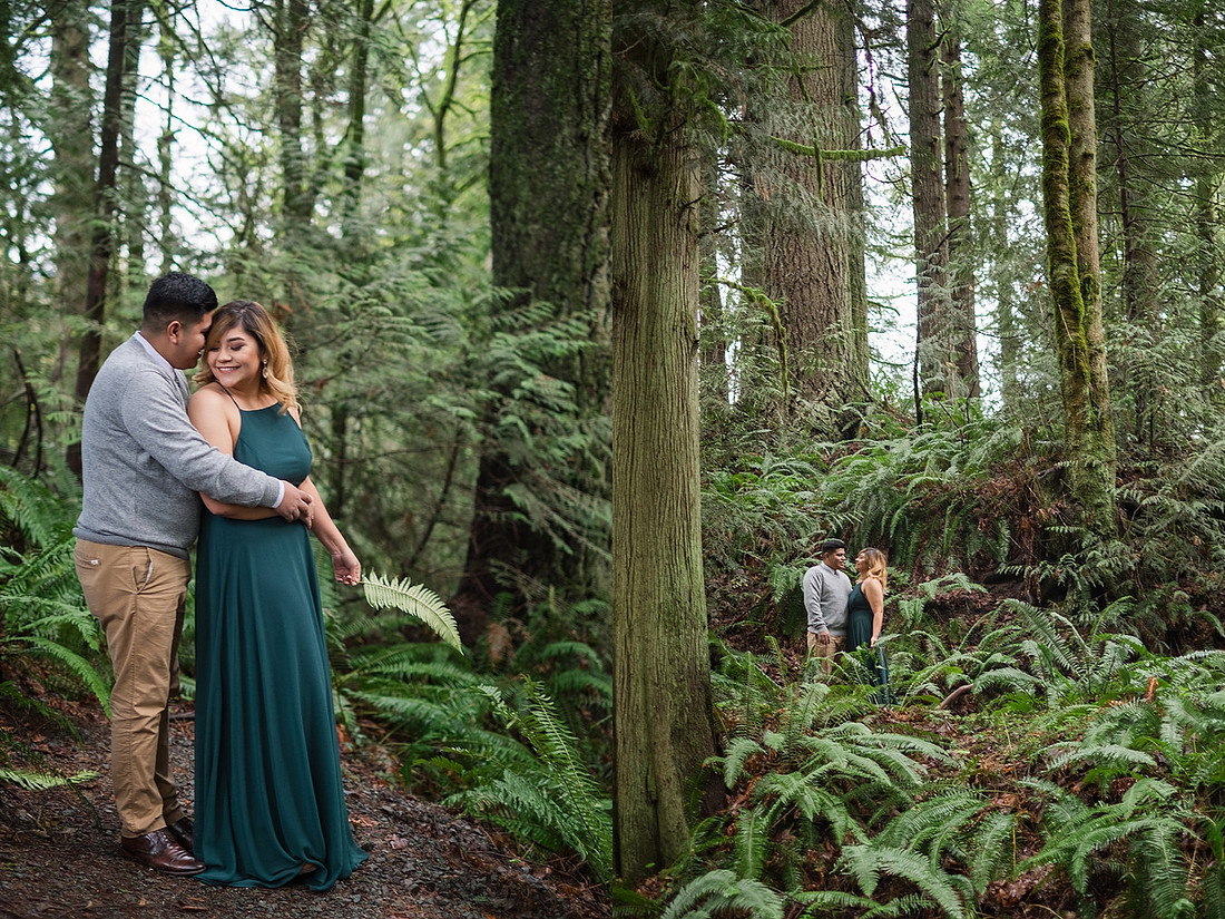 "Woodland engagement pictures" "boho engagement pictures", "green dress", 