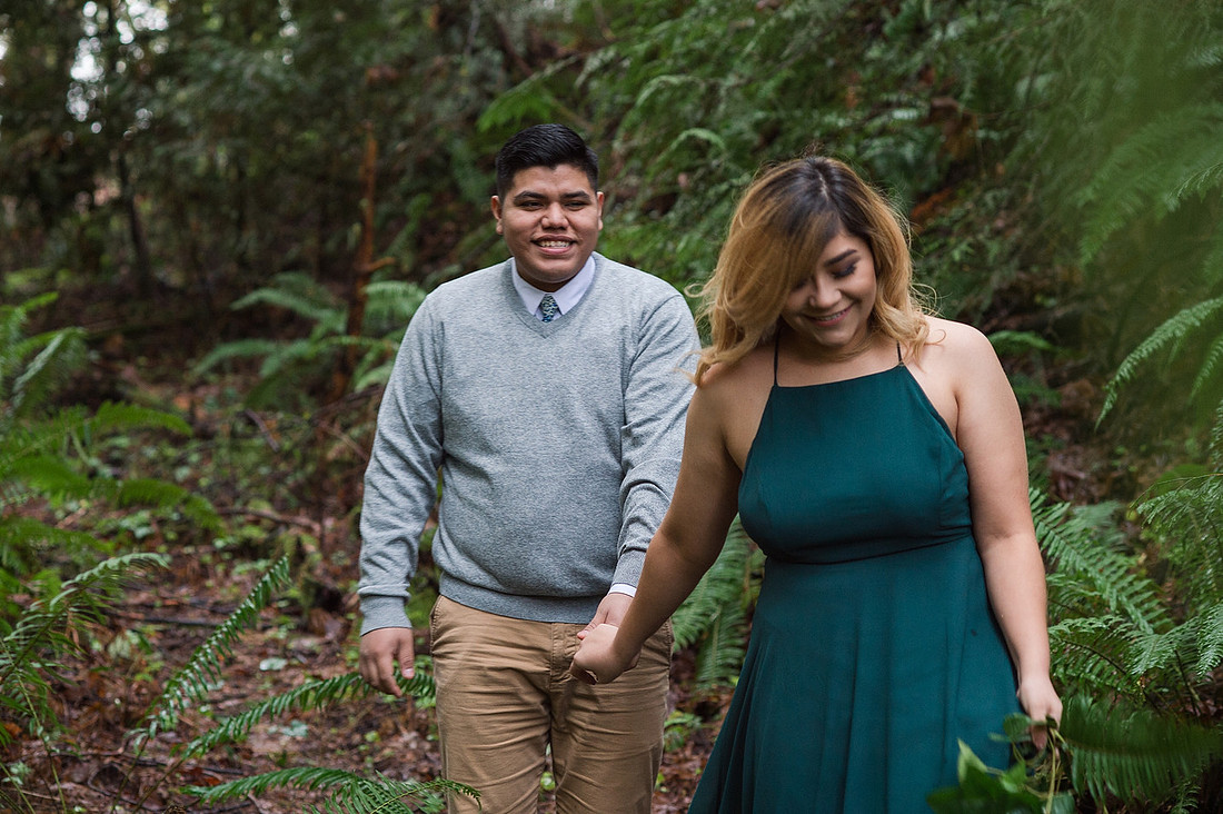 "Woodland engagement pictures" "boho engagement pictures", "green dress", 