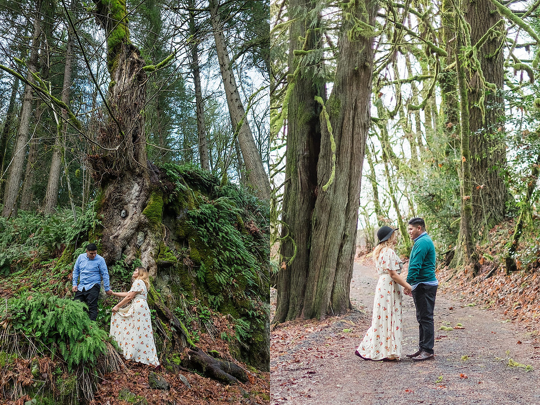 "Woodland engagement pictures" "boho engagement pictures", "floral dress", 