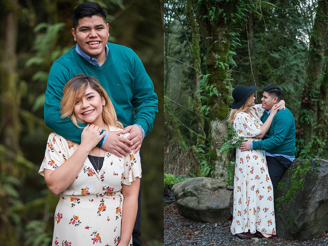 "Woodland engagement pictures" "boho engagement pictures", "floral dress", 