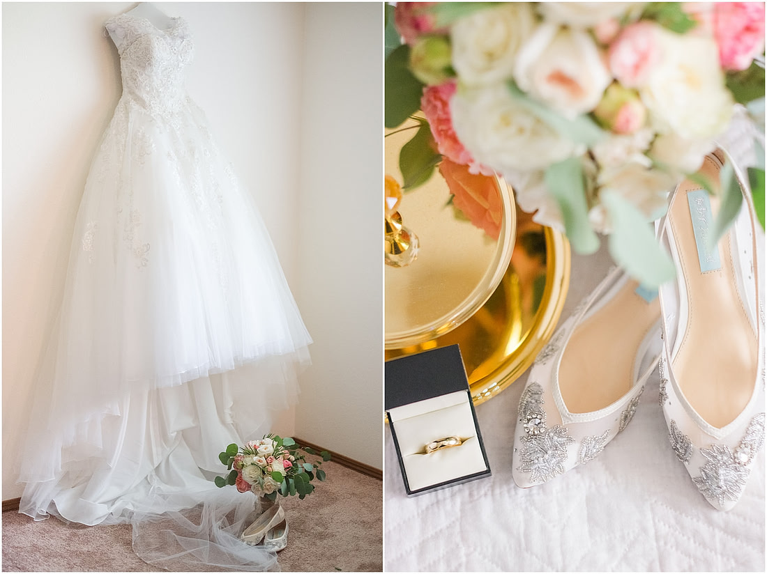 "rainy wedding day", "Pink bouquets", 