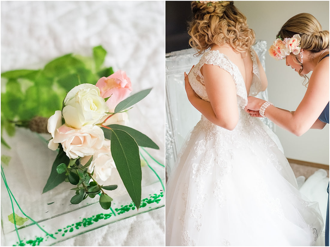"rainy wedding day", "Pink bouquets", 