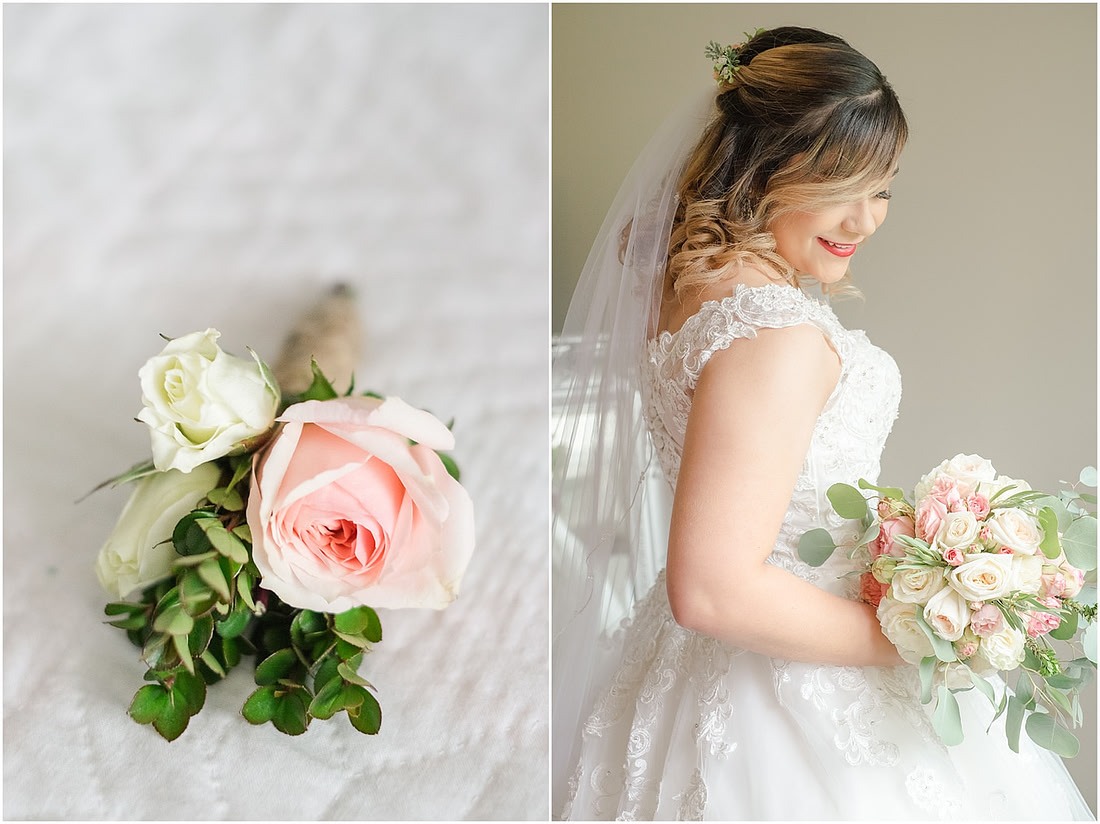 "rainy wedding day", "Pink bouquets", 