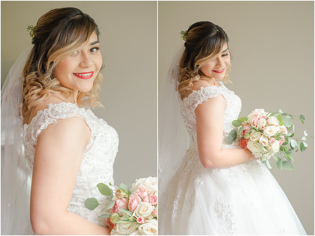"rainy wedding day", "Pink bouquets", 