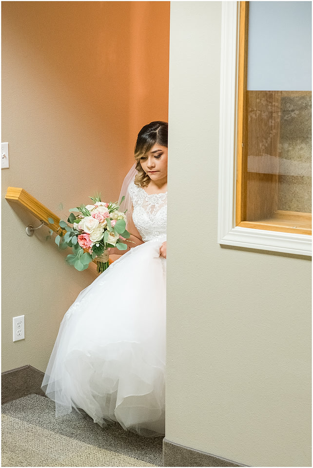 "rainy wedding day", "Pink bouquets", 