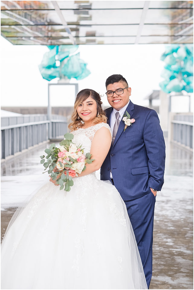 "rainy wedding day", "Pink bouquets", 