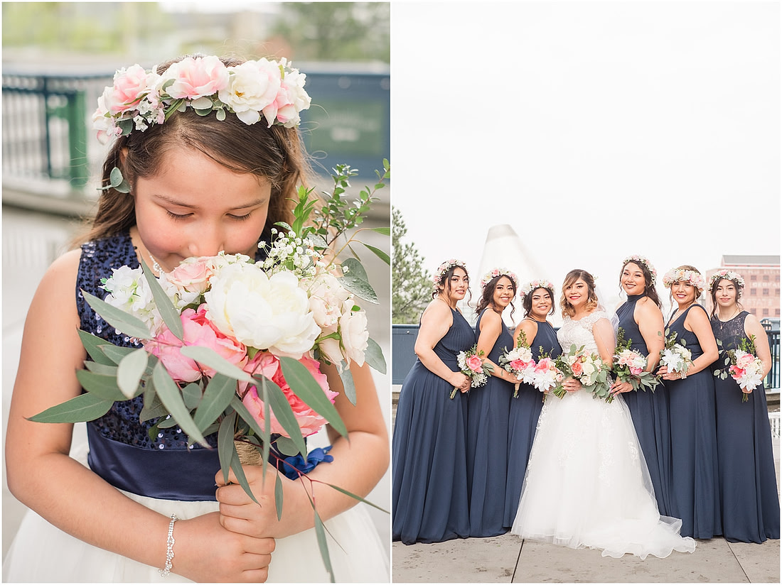"rainy wedding day", "Pink bouquets", 