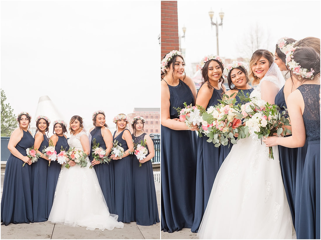 "rainy wedding day", "Pink bouquets", 