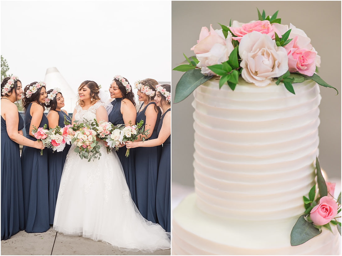 "rainy wedding day", "Pink bouquets", 