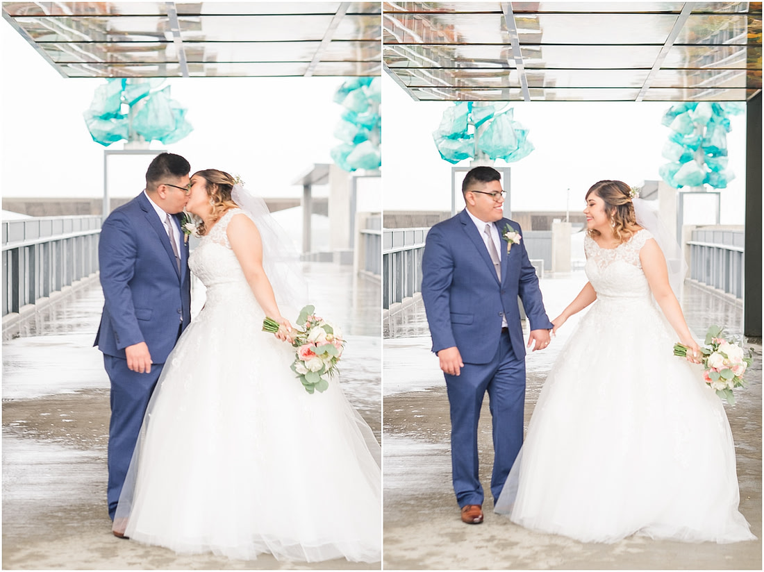 "rainy wedding day", "Pink bouquets", 