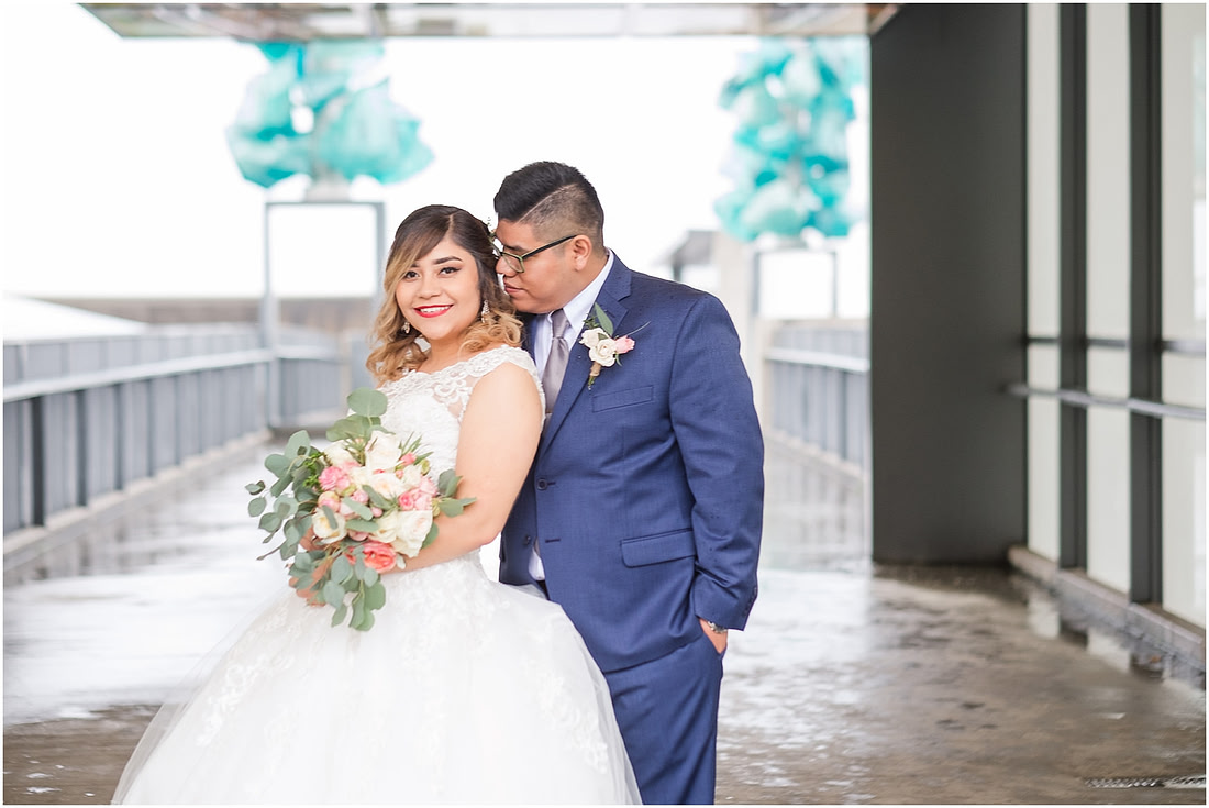 "rainy wedding day", "Pink bouquets", 
