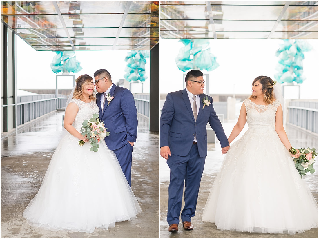"rainy wedding day", "Pink bouquets", 