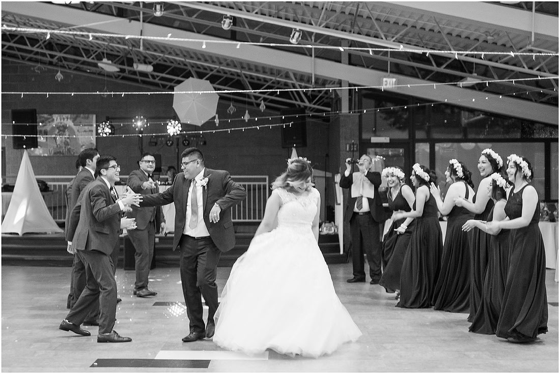 "rainy wedding day", "Pink bouquets", 