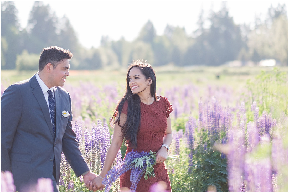 "wildflower engagement photos", "purple lupines", "spring engagement"