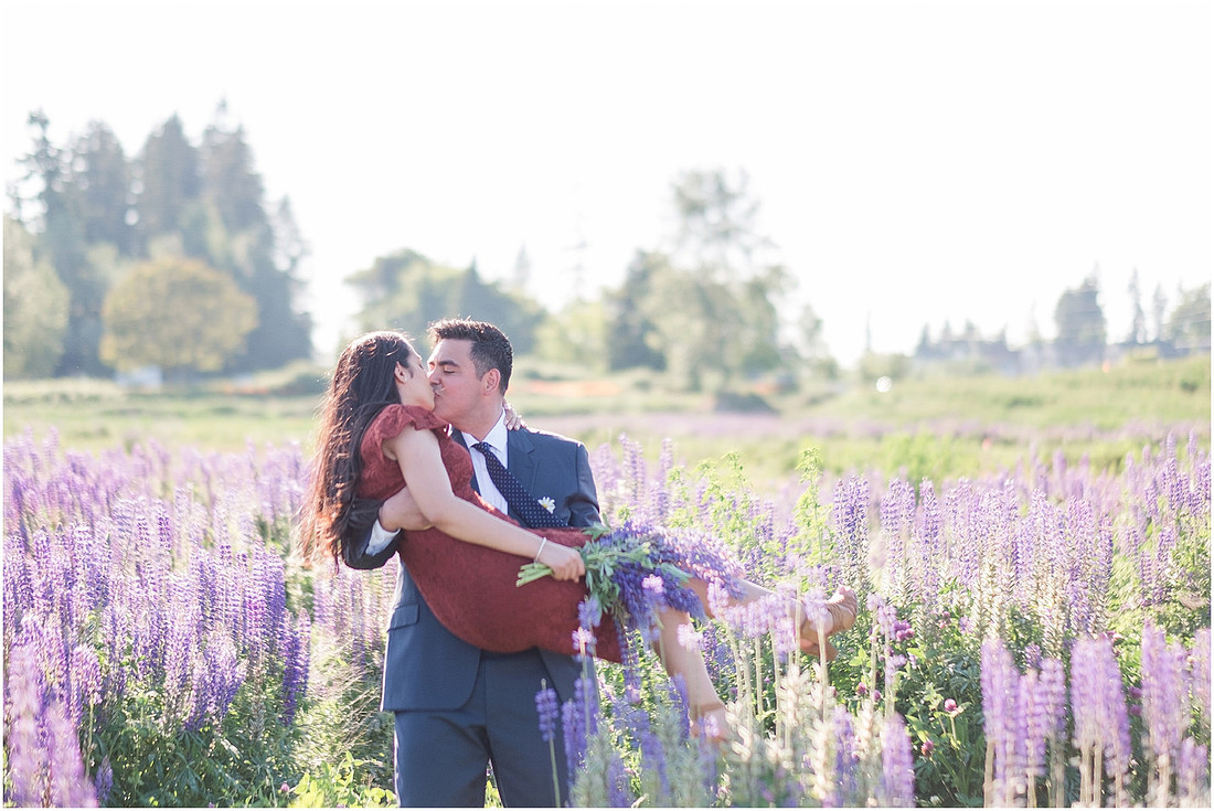 "wildflower engagement photos", "purple lupines", "spring engagement"