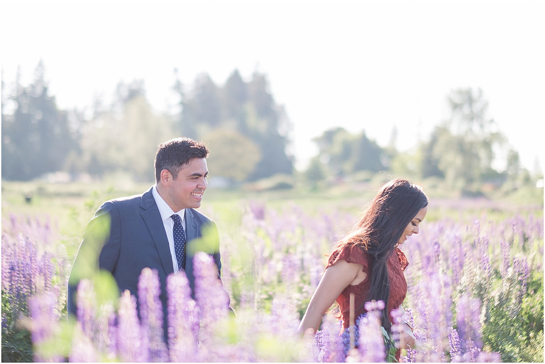 "wildflower engagement photos", "purple lupines", "spring engagement"