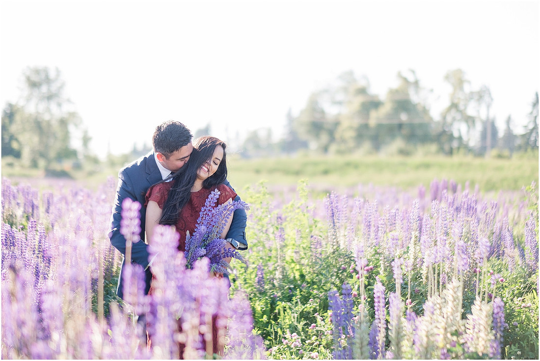 "wildflower engagement photos", "purple lupines", "spring engagement"