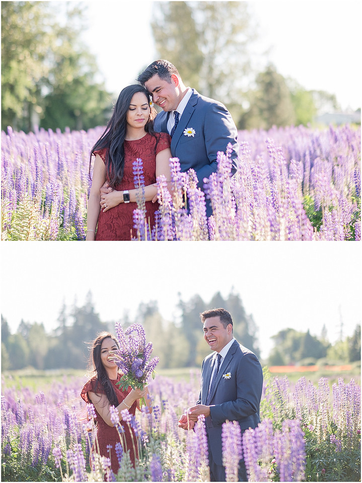 "wildflower engagement photos", "purple lupines", "spring engagement"