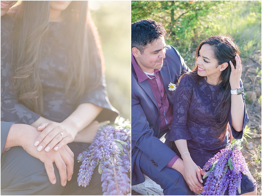 "wildflower engagement photos", "purple lupines", "spring engagement"