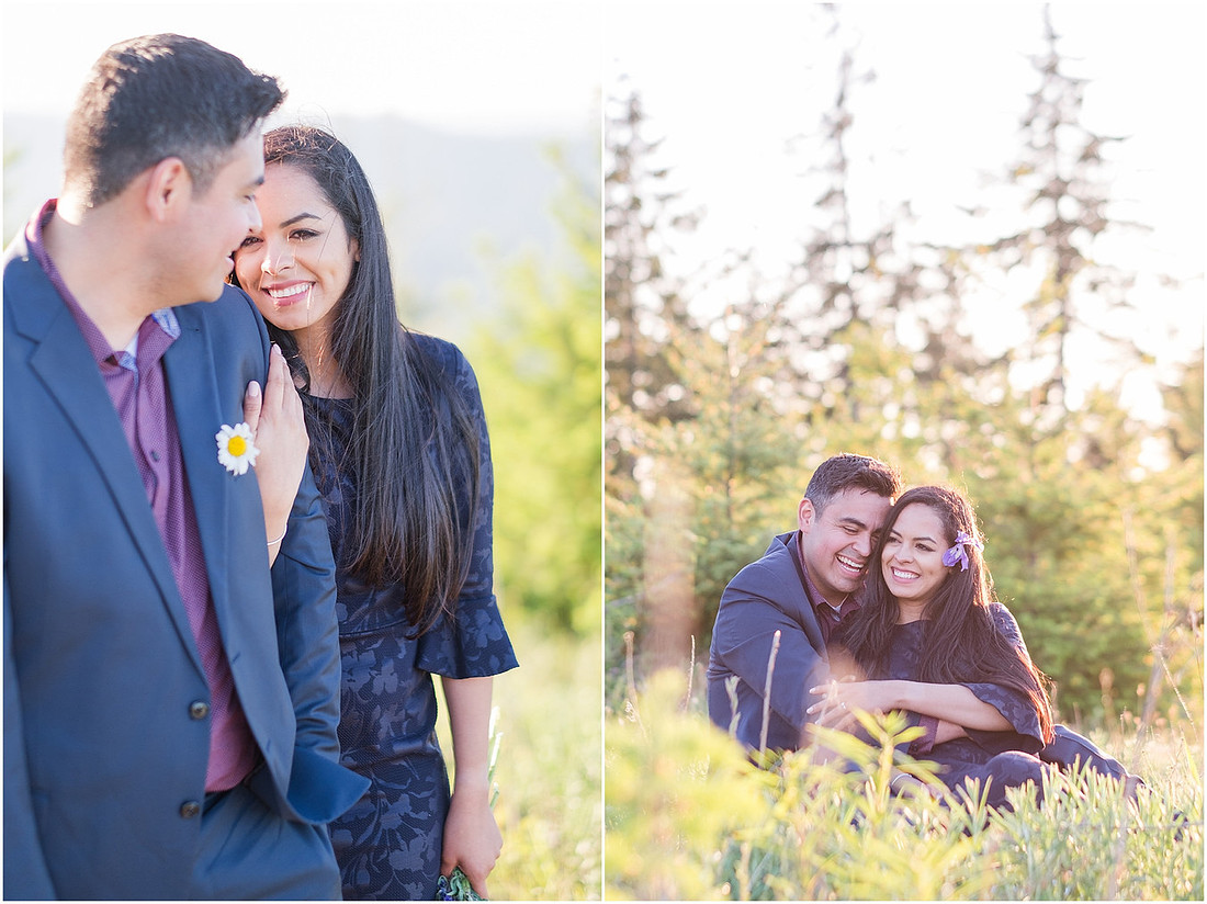 "wildflower engagement photos", "purple lupines", "spring engagement"
