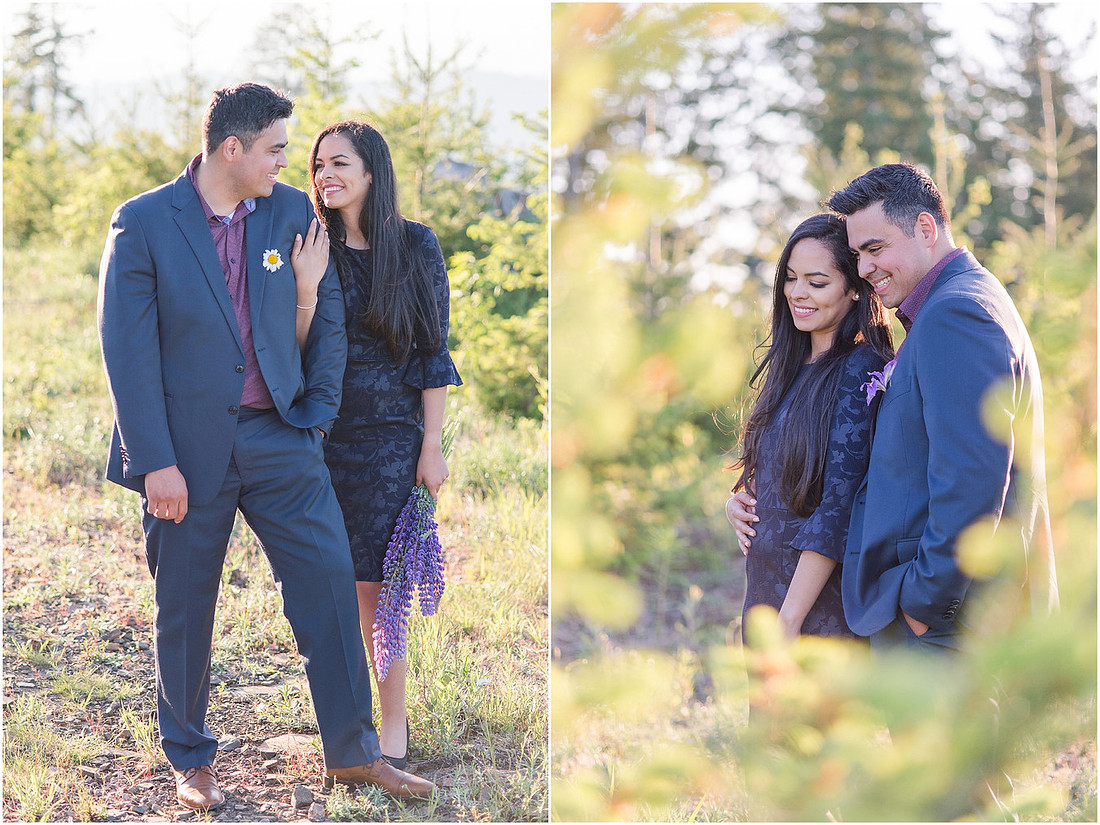 "wildflower engagement photos", "purple lupines", "spring engagement"