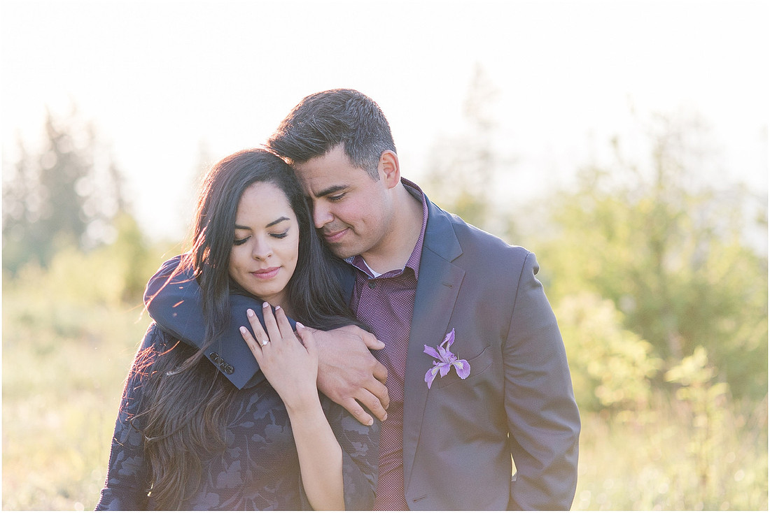 "wildflower engagement photos", "purple lupines", "spring engagement"