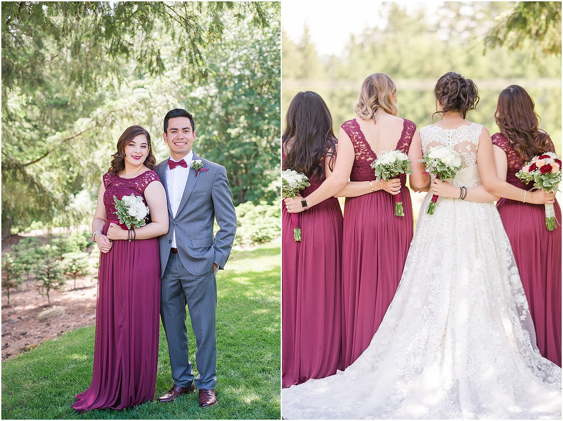 "Trinity tree farm", "Washington Wedding", "Burgundy bridesmaid dress"