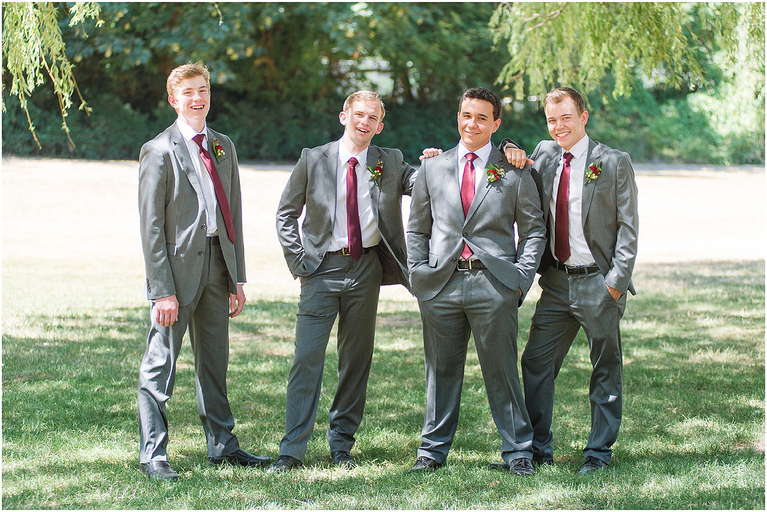 "Burgundy bridesmaids dresses", "Lewisville Park Wedding", "Ivory sunflower bouquet", "PNW Summer wedding"