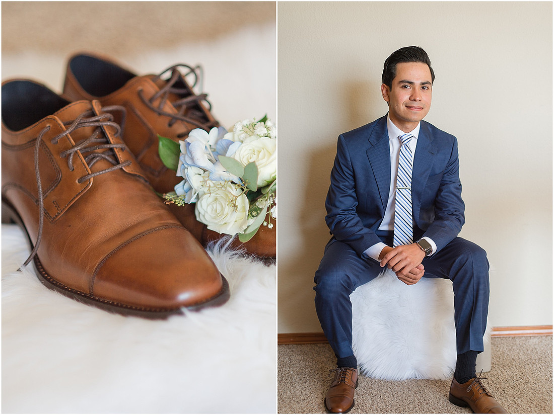 "Bellevue club hotel wedding", "PNW Summer wedding", "First Look", "blue hydrangea bouquet", "Oleg Cassini dress"
