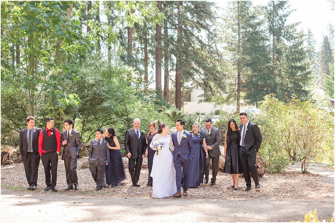 "Bellevue club hotel wedding", "PNW Summer wedding", "First Look", "blue hydrangea bouquet", "Oleg Cassini dress"