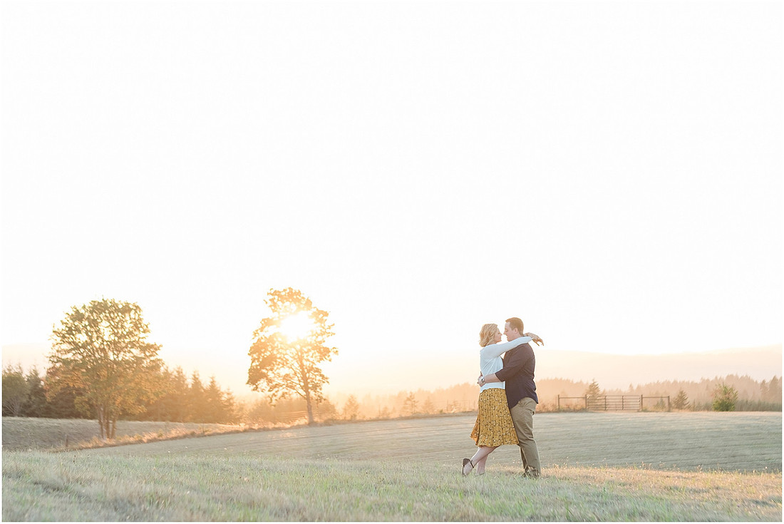 "Ridgefield engagement", "yellow dress", "Oak tree engagement pictures", "Sunset engagement"